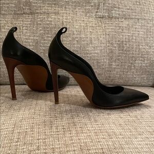 Italian-Made Ralph Lauren Purple Label Black & Tan Leather & Wooden Heels, 36